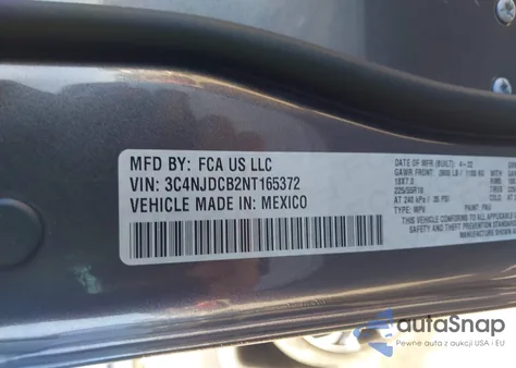 2022 Jeep Compass Limited 4X4 z USA, uszkodzony, nr VIN 3C4NJDCB2NT165372